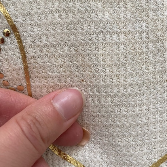 Victoria’s Secret Cream Gold Angel Wings Embellished Thermal Long Sleeve Pj Top - Picture 10 of 10